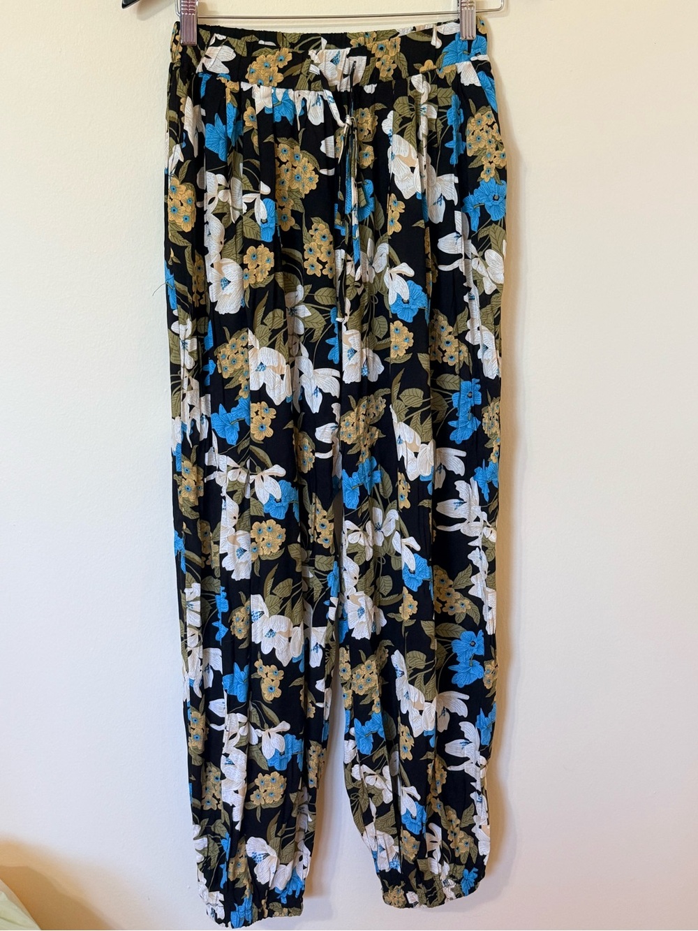 POL Floral Drawstring Jogger Pants - Black/Blue/White/Tan